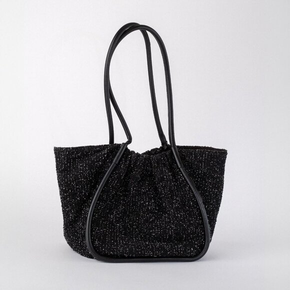 Proenza Schouler Large Black Tweed Leather Ruched Tote Women's Bag $1,090 - Picture 11 of 16